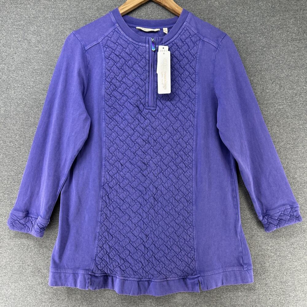 NWT Soft Surroundings Golf Shores Pullover Womens Size Medium Corsican Blue